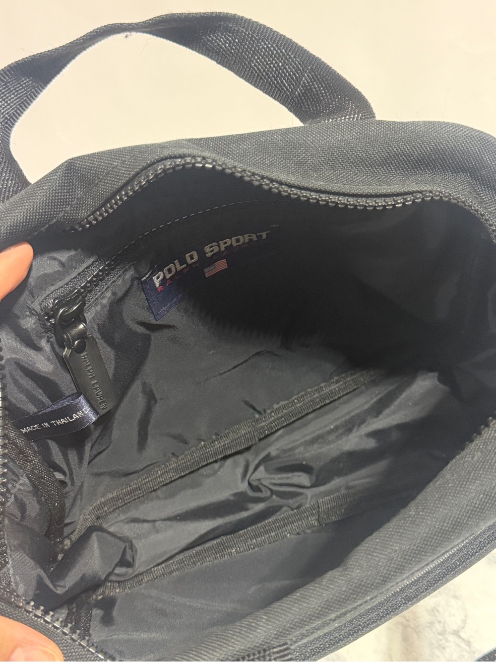 RL Polo Sport vintage Y2K black signature canvas crossbody travel toiletry bag - Picture 6 of 8